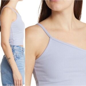 Madewell Tank Top One Shoulder Ribbed M Periwinkle Blue Women